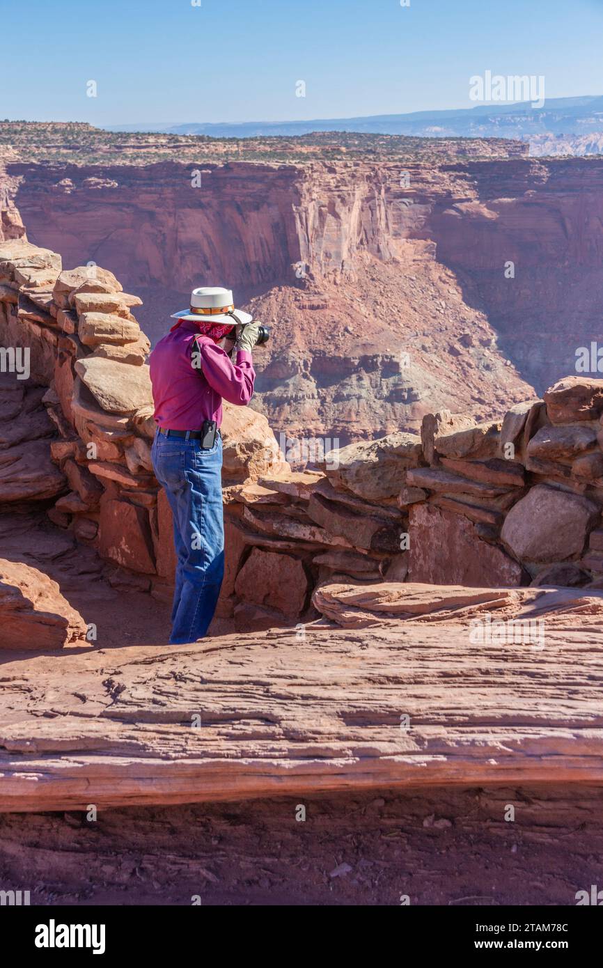 Photographer at Dead Horse Point State Park in Utah. Stock Photo