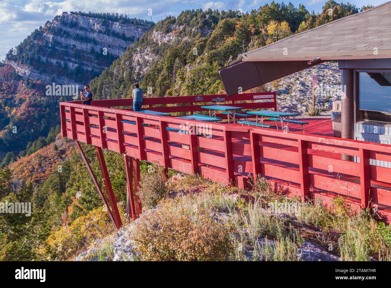 Sandia Peak restaurant and viewing platform at Albuquerque, New Mexico. Stock Photo