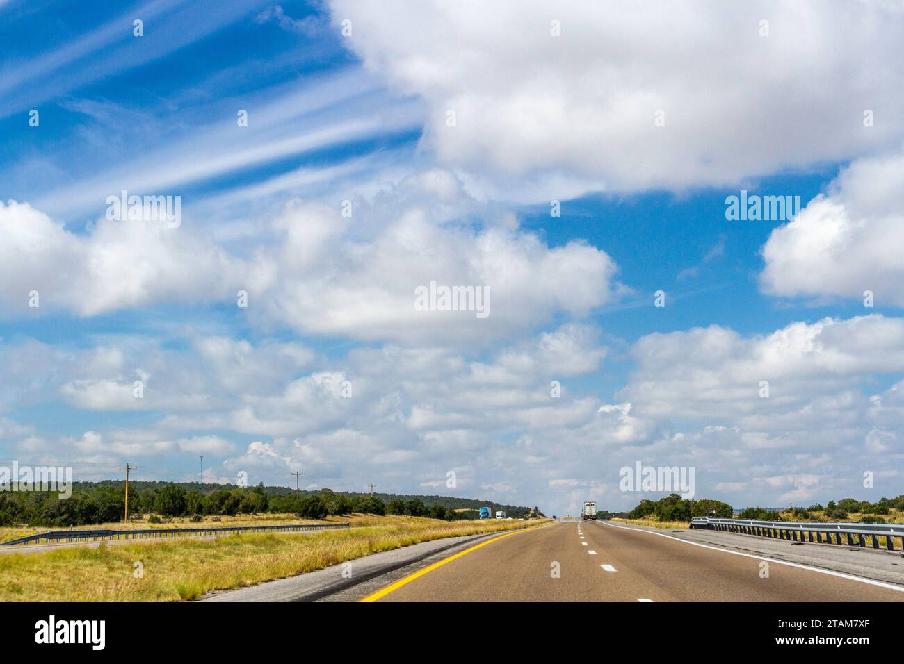 Interstate 40 between Texas state line and Albuquerque, New Mexico. Stock Photo