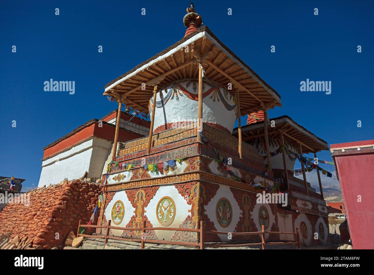 An ancient chorten in Lo Manthang, the capital of Mustang District, Nepal Stock Photo