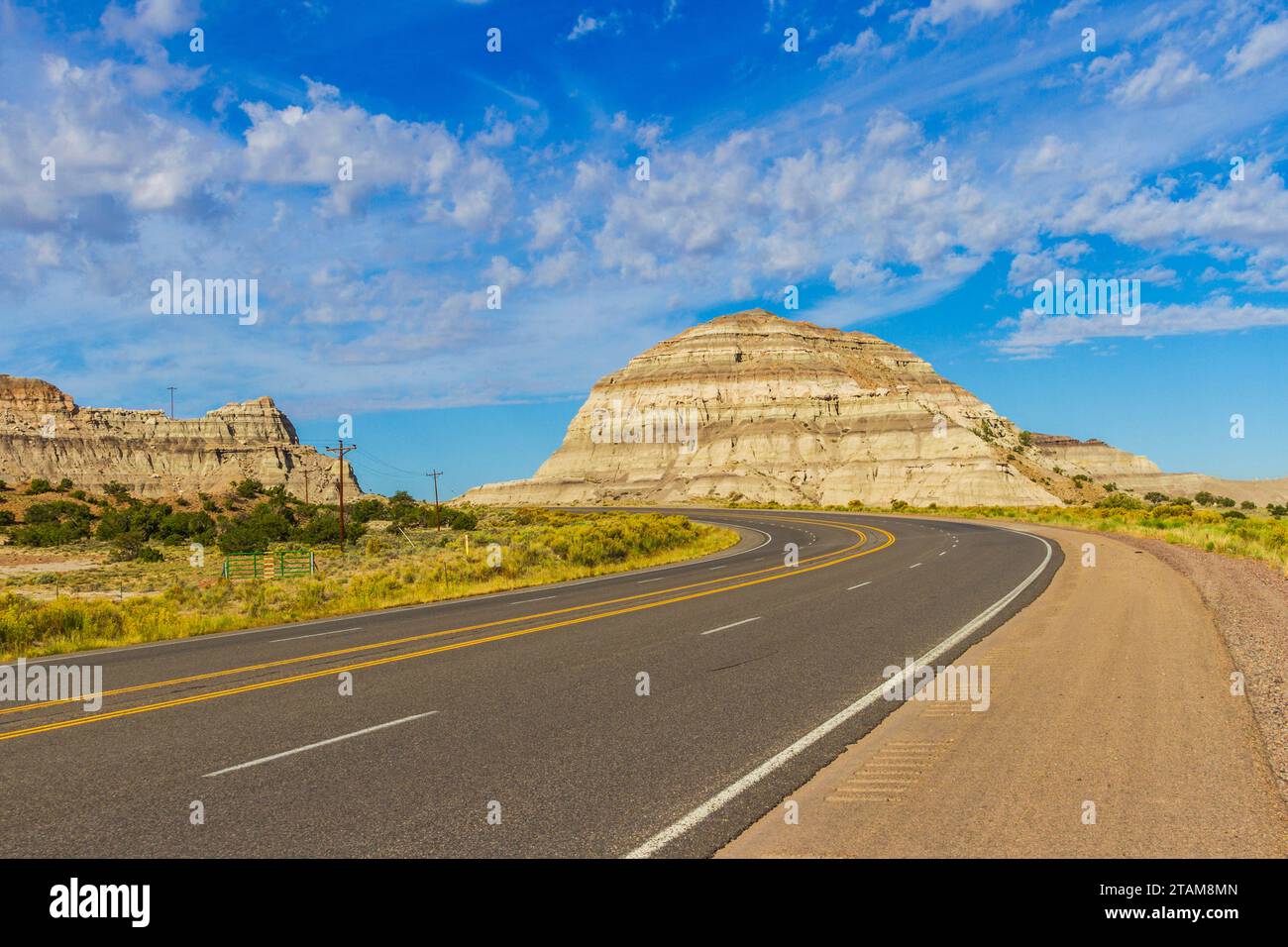 High desert landscape on scenic highway US 550 in northwestern New Mexico. Stock Photo