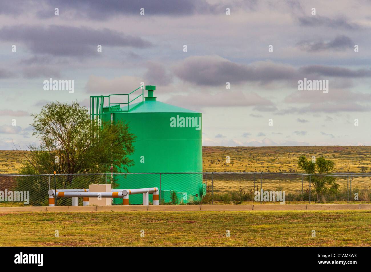 Water Tank at Visitor Center at Glenrio, New Mexico. Stock Photo