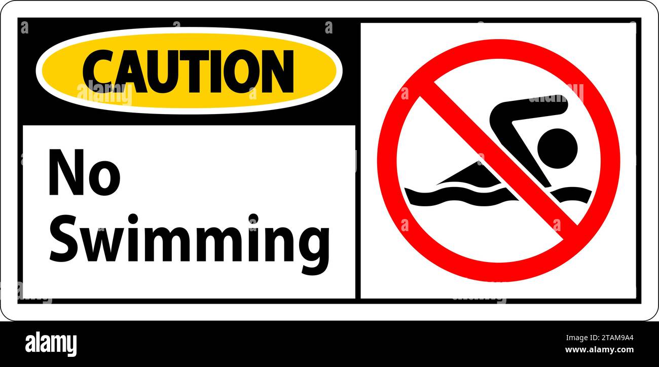 Caution Sign No Swimming Stock Vector Image & Art Alamy