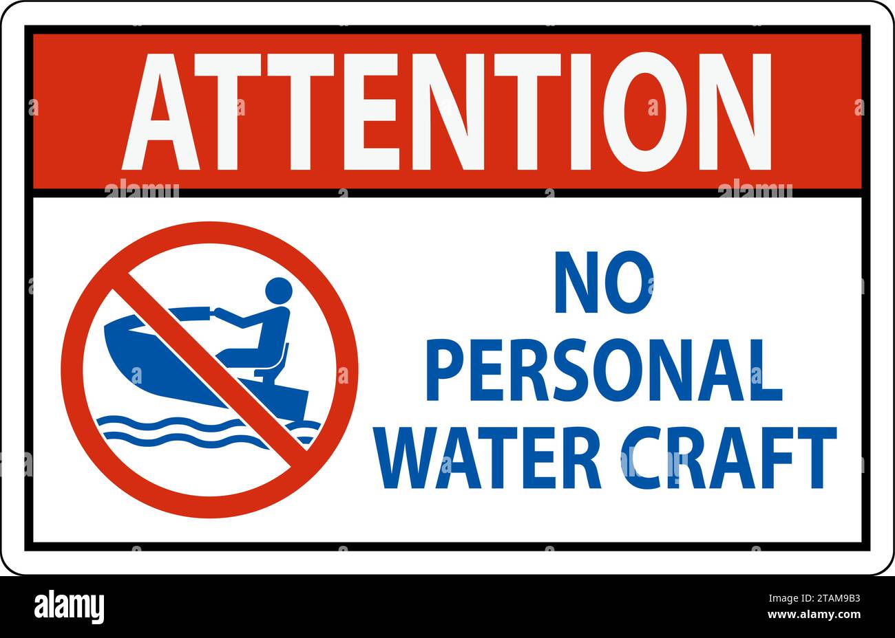 Water Safety Sign Attention, No Personal Water Craft Stock Vector Image ...