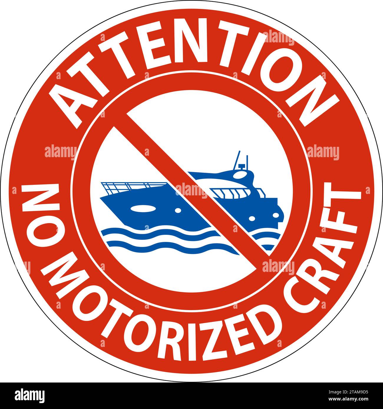 Water Safety Sign Attention, No Motorized Craft Stock Vector Image