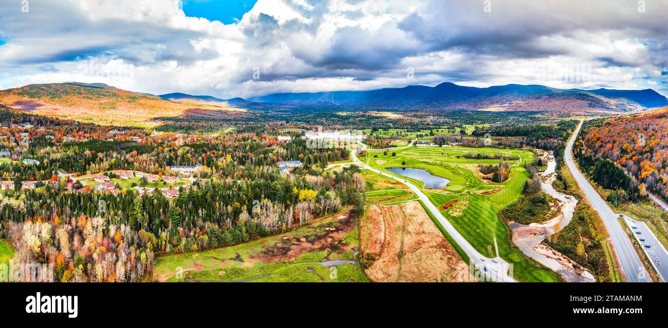 Aerial view of Presidential Range in NH Stock Photo