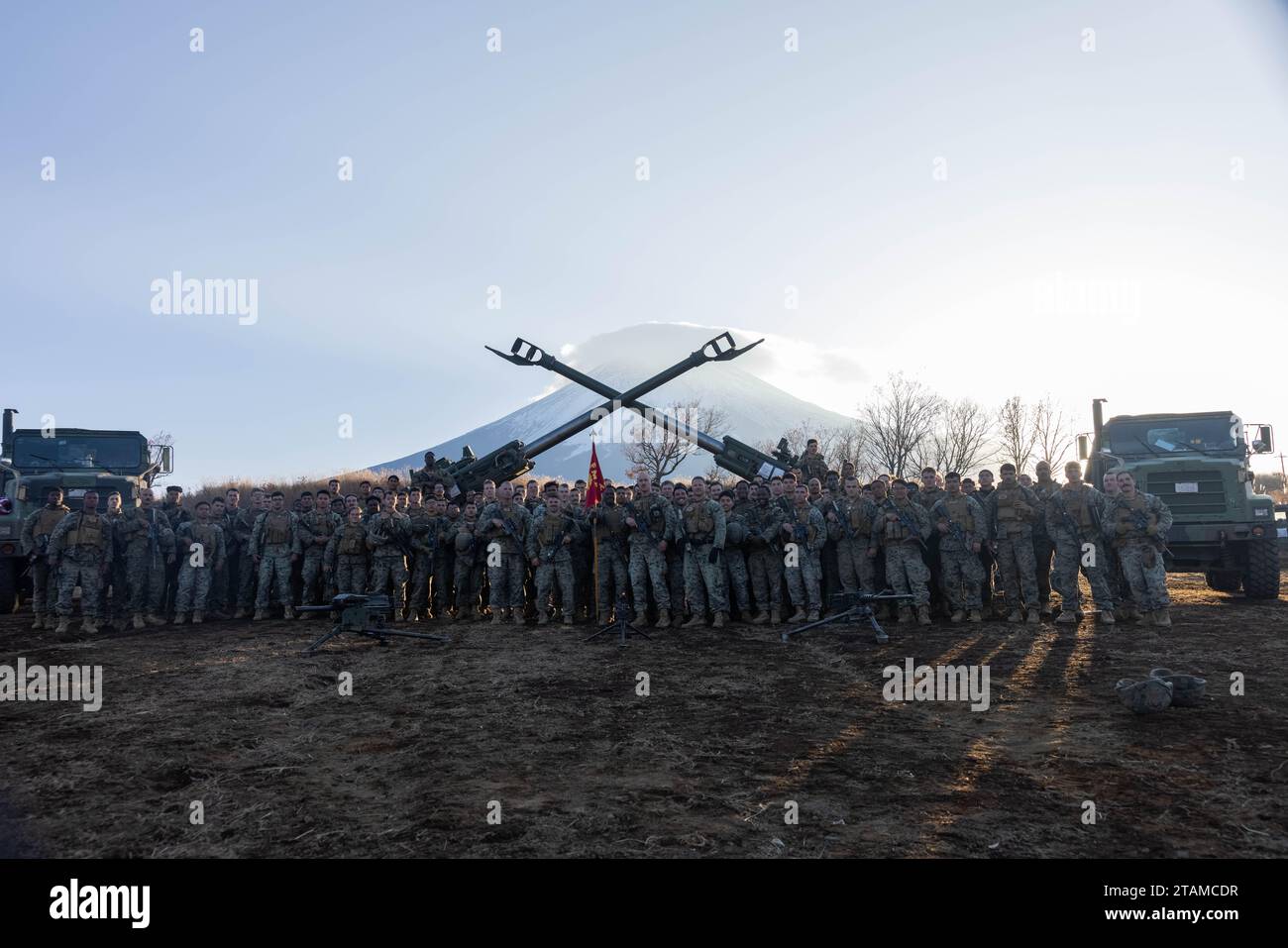U.S. Marines pose for a group photo during Artillery Relocation ...