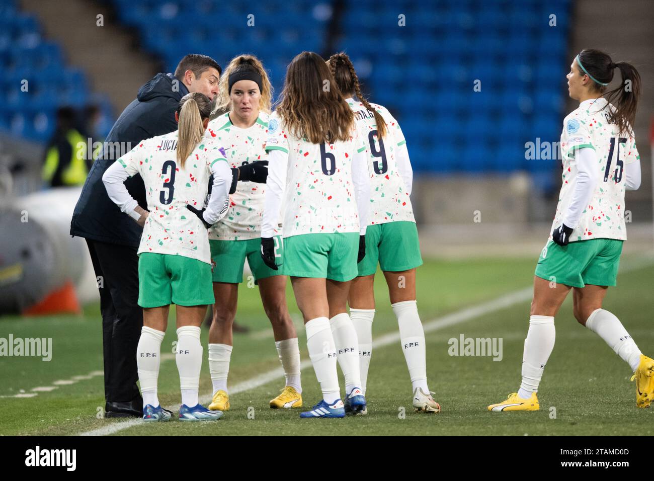 Oslo, Norway. 01st Dec, 2023. The players of Portugal unite around head coach Francisco Neto during the UEFA Nations League match between Norway and Portugal at Ullevaal Stadion in Oslo. (Photo Credit: Gonzales Photo/Alamy Live News Stock Photo