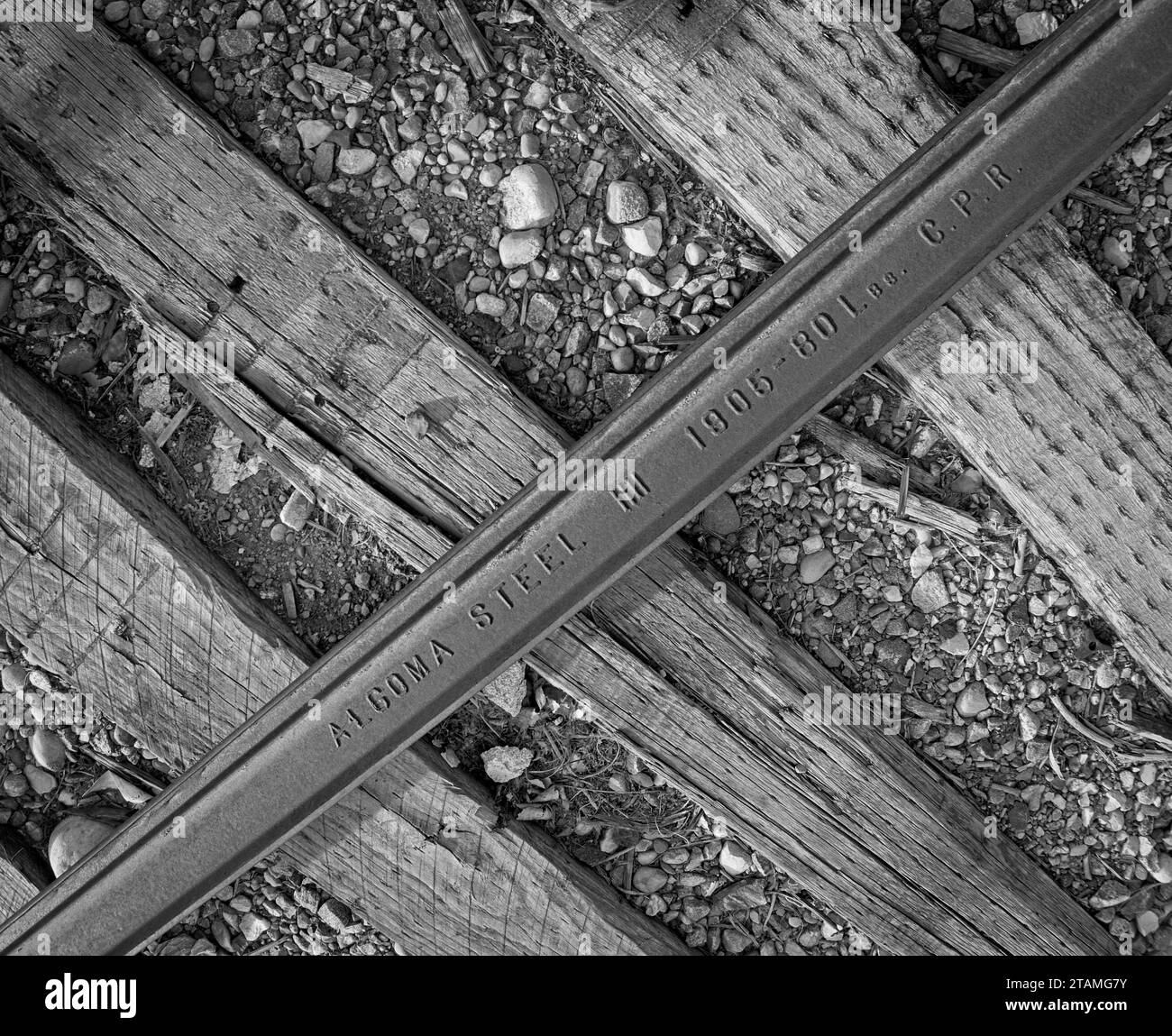 Old railroad train track Black and White Stock Photos & Images - Alamy