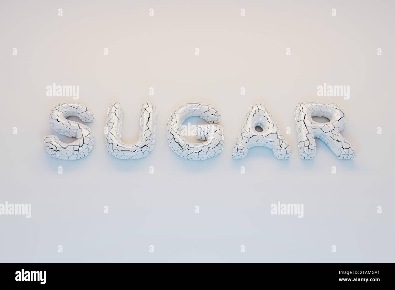 White 3D cracked word SUGAR on a white background Stock Photo