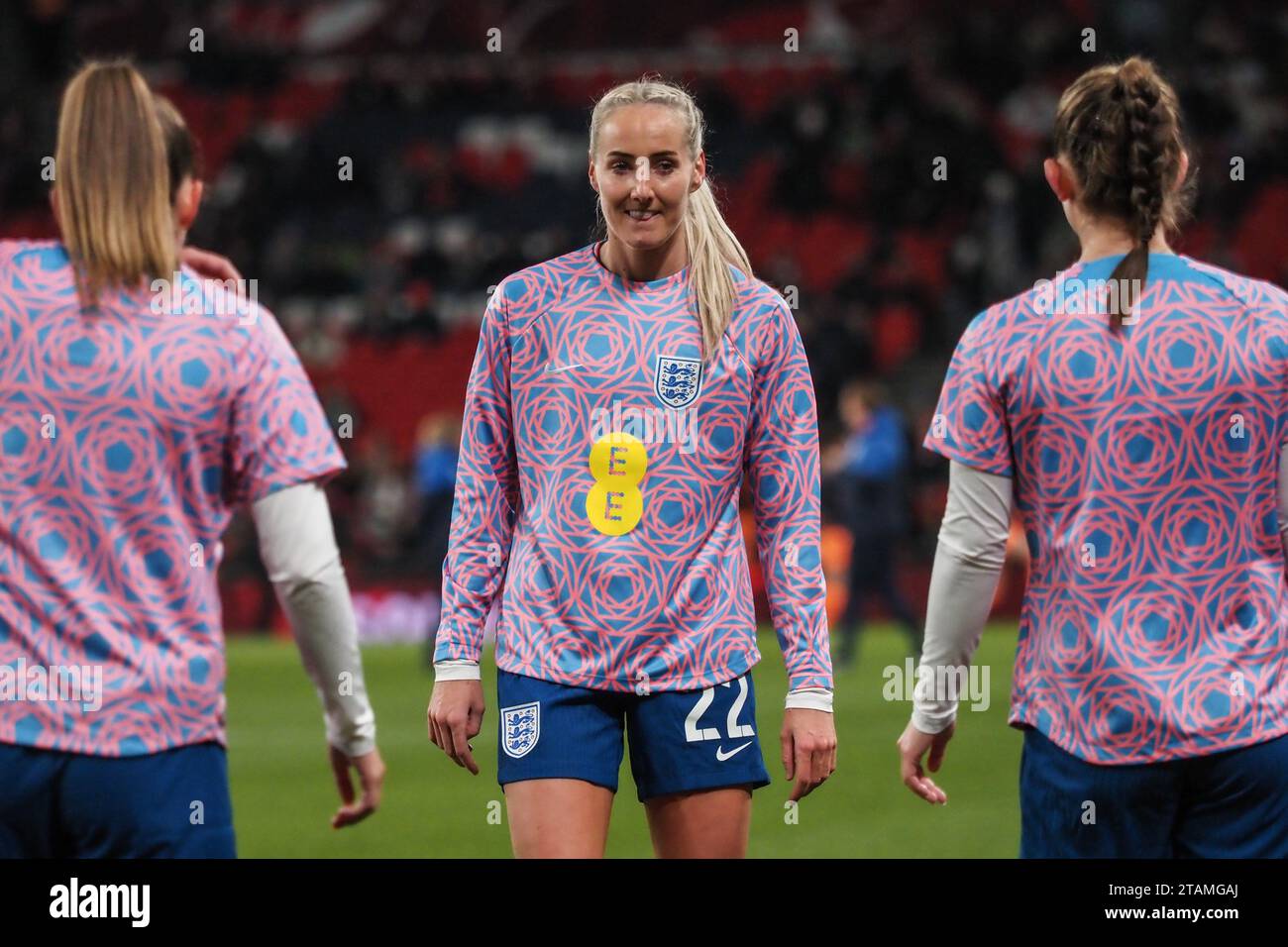 London, UK. 01st Dec, 2023. London, England, December 1st 2023: Millie Turner (22 England) warms up during the UEFA Womens Nations League football match between England and Netherlands at Wembley Stadium in London, England (Natalie Mincher/SPP) Credit: SPP Sport Press Photo. /Alamy Live News Stock Photo