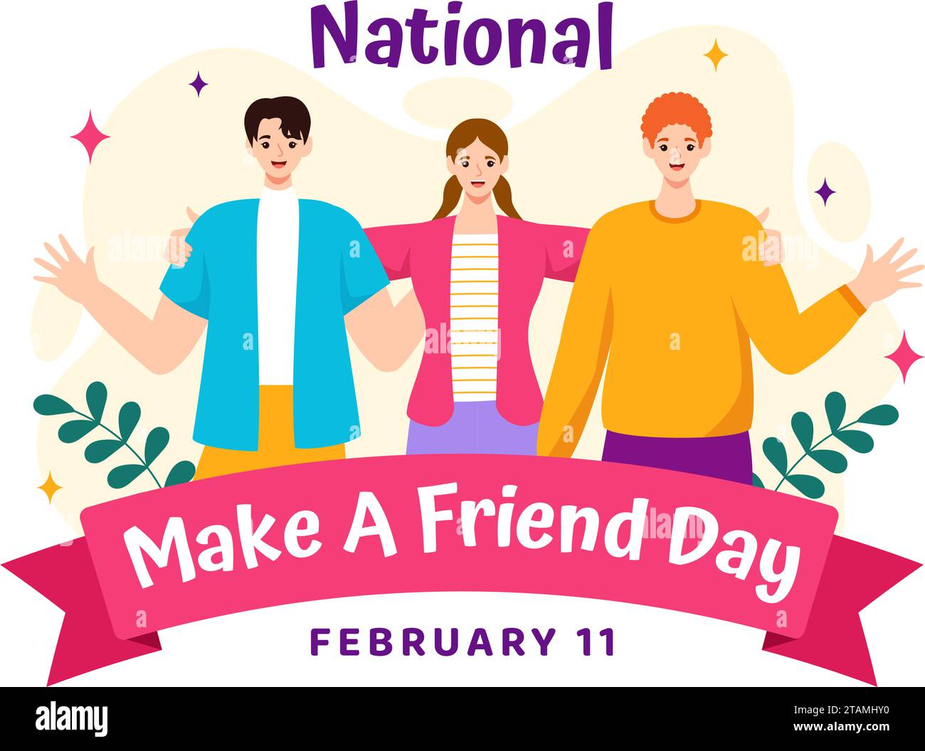 National Make a Friend Day Vector Illustration Observed on February 11th to Meet Someone and a