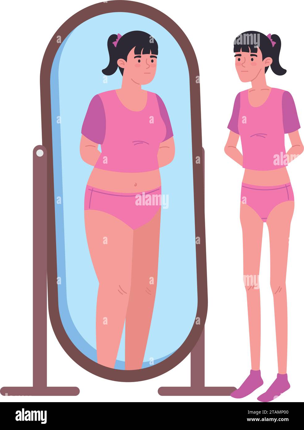 anorexia girl illness Stock Vector