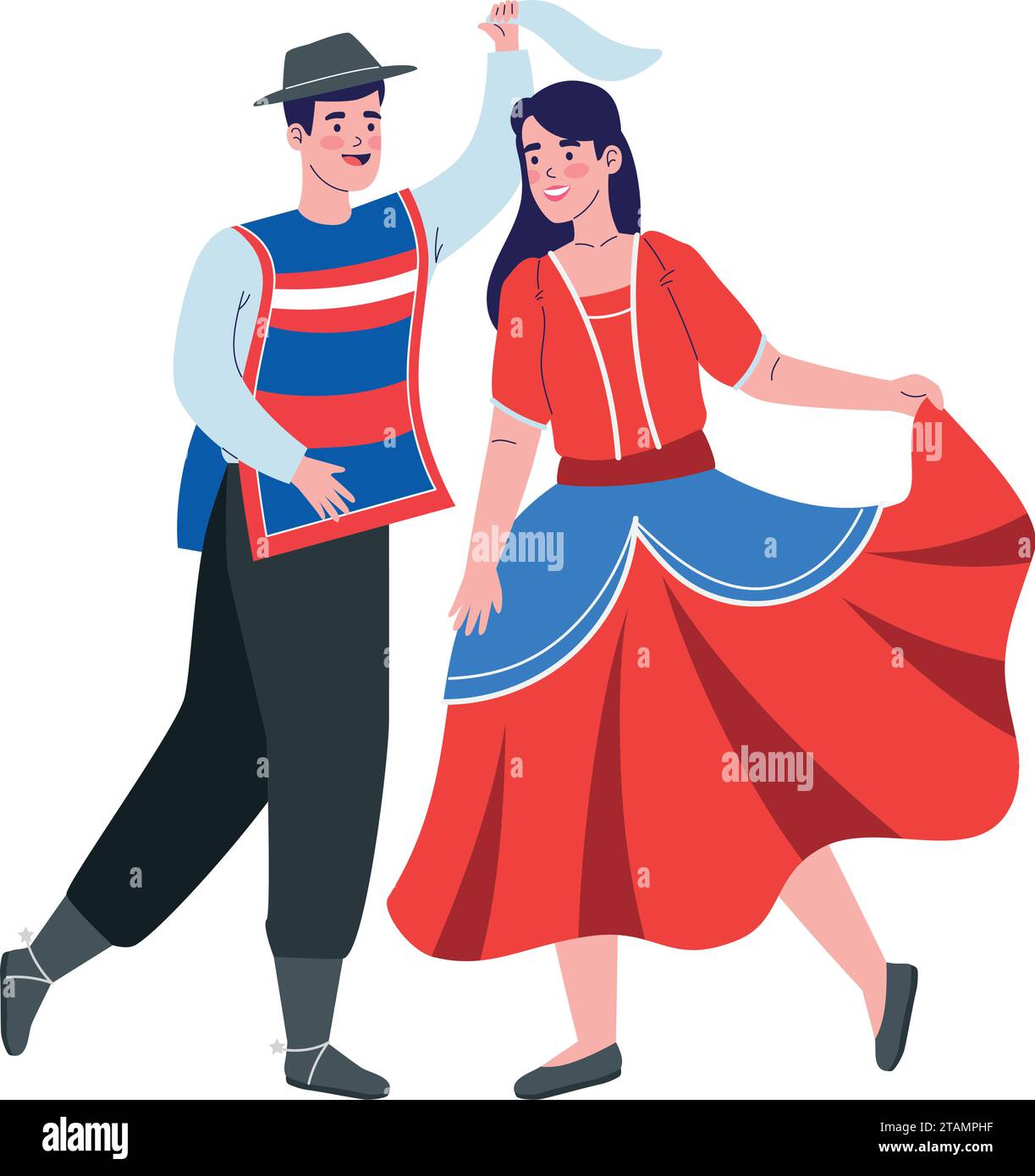 chile cueca dancers isolated Stock Vector