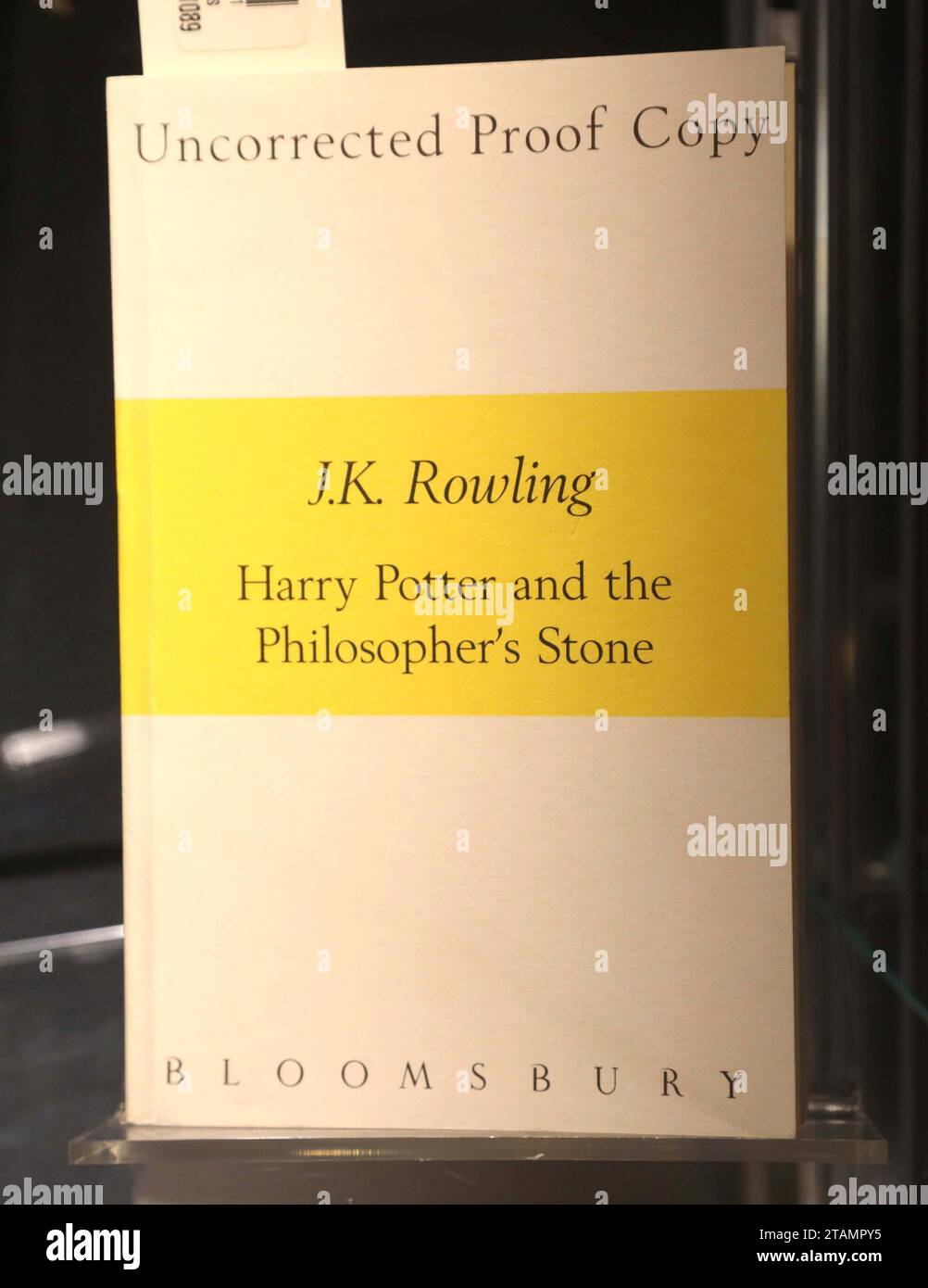 New York, New York, USA. 30th Nov, 2023. J.K. Rowling uncorrected proof Harry Potter and the Philosopher's Stone with signature estimate $12,000 -$18,000 seen during the press preview for the fine books and manuscripts auction during Luxury Week at Sotheby's New York. (Credit Image: © Nancy Kaszerman/ZUMA Press Wire) EDITORIAL USAGE ONLY! Not for Commercial USAGE! Stock Photo