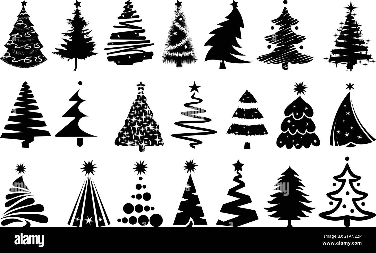 Free Vector Christmas Tree Silhouettes design Stock Vector Image & Art - Alamy