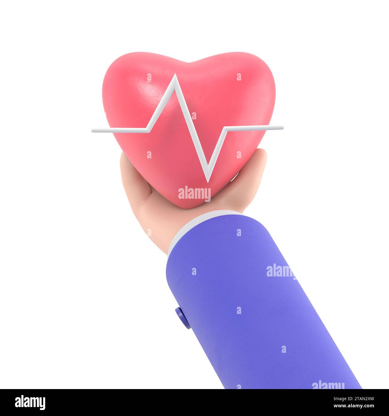 3d render. Medical heart rate icon. Doctor or cardiologist cartoon hand ...