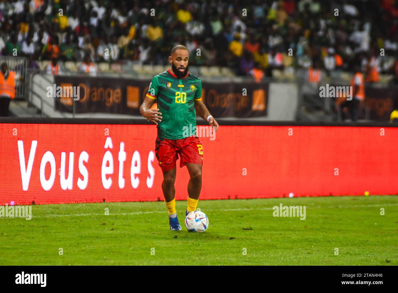 DOUALA, CAMEROON - NOVEMBER 17:  Bryan Mbeumo of Cameroon during the 2026 FIFA World Cup Qualifiers match between Cameroon and Mauritius at at Japoma Stock Photo
