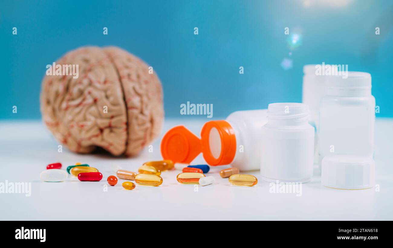 Cognitive enhancement supplements, conceptual image Stock Photo