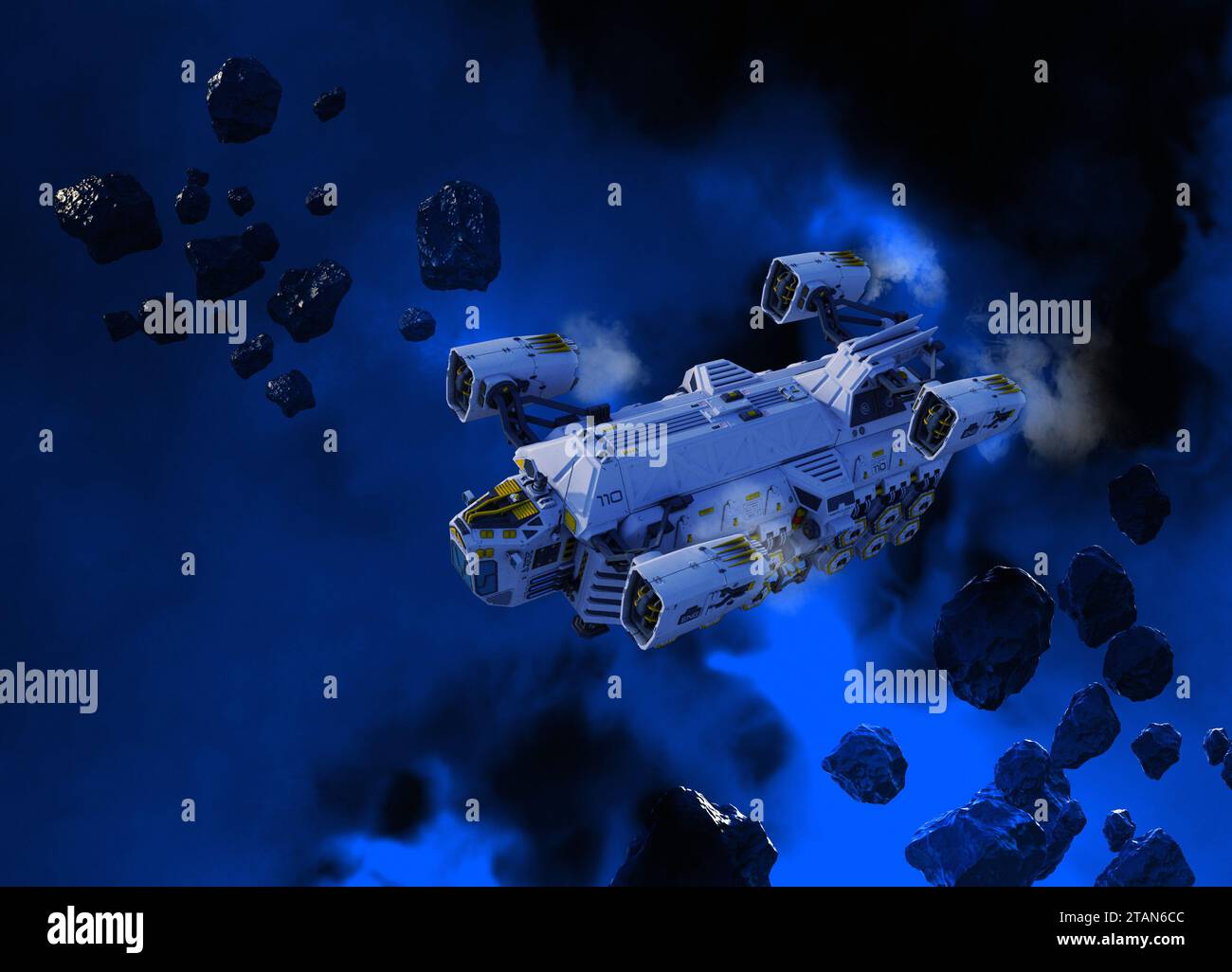 Space mining of asteroids, illustration Stock Photo