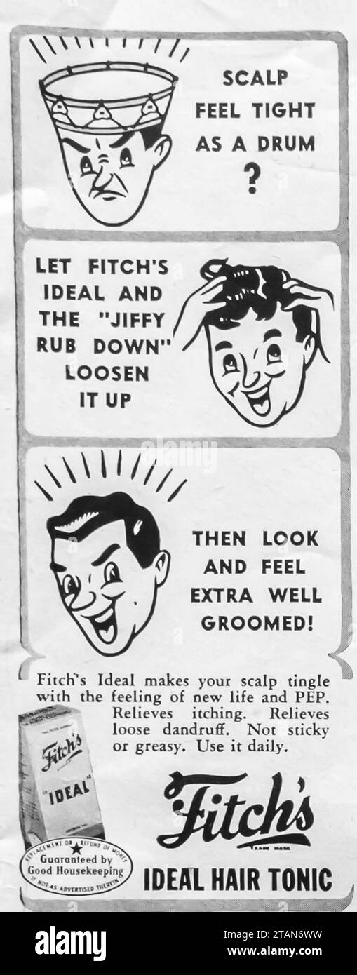 1947 Fitch's hair tonic ad Stock Photo