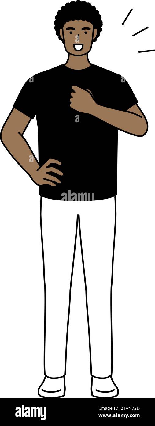 African-American man tapping his chest, Vector Illustration Stock Vector