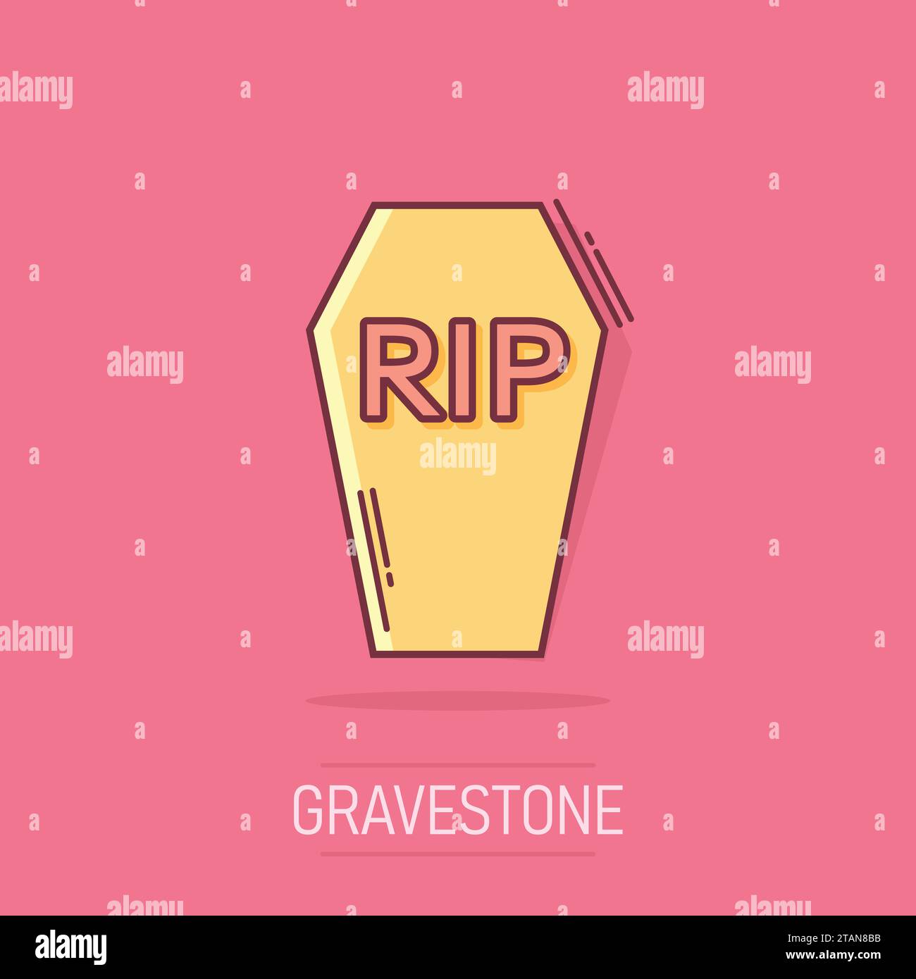 Vector cartoon halloween grave icon in comic style. Gravestone sign ...