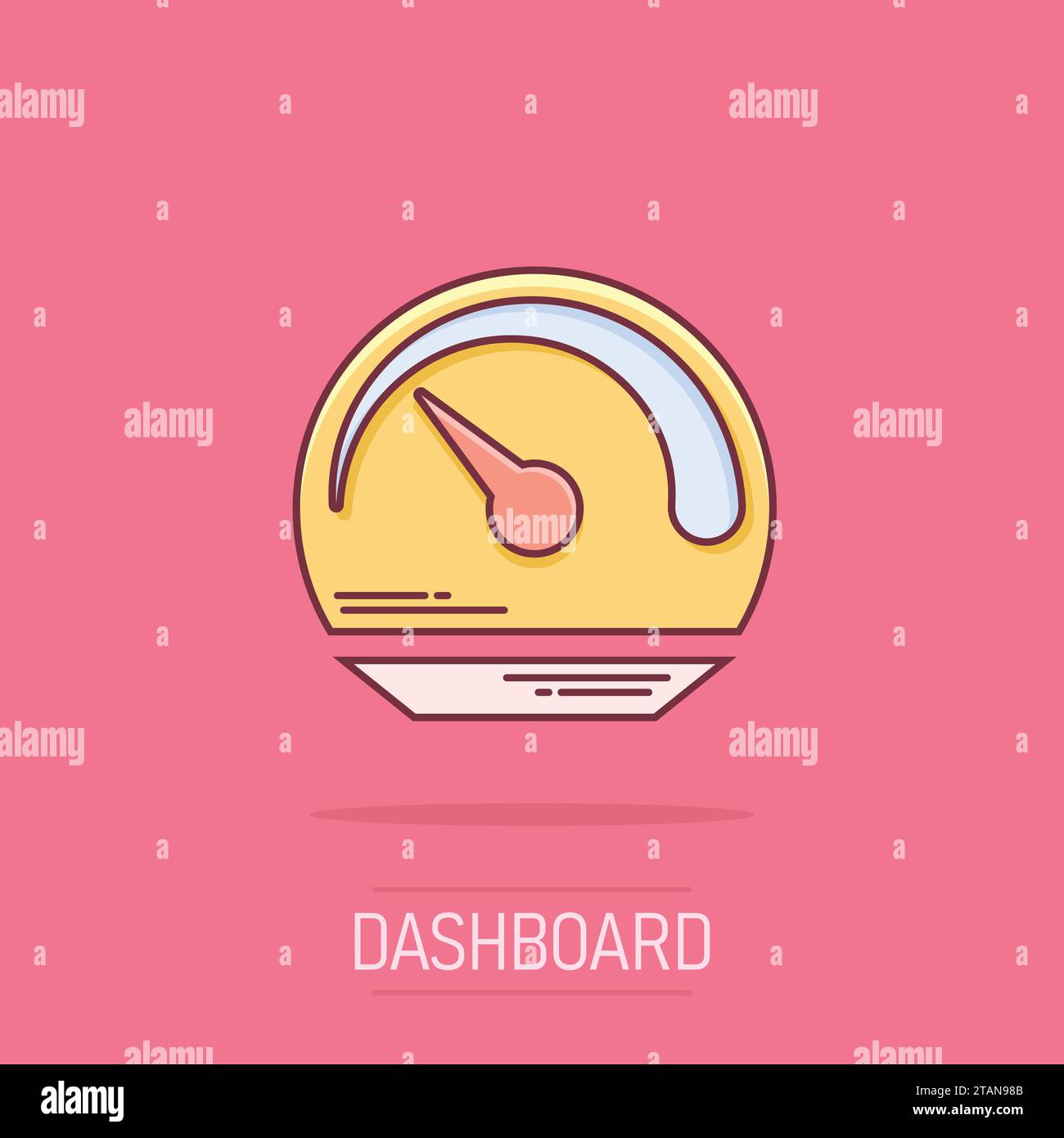 Vector cartoon dashboard icon in comic style. Level meter sign ...