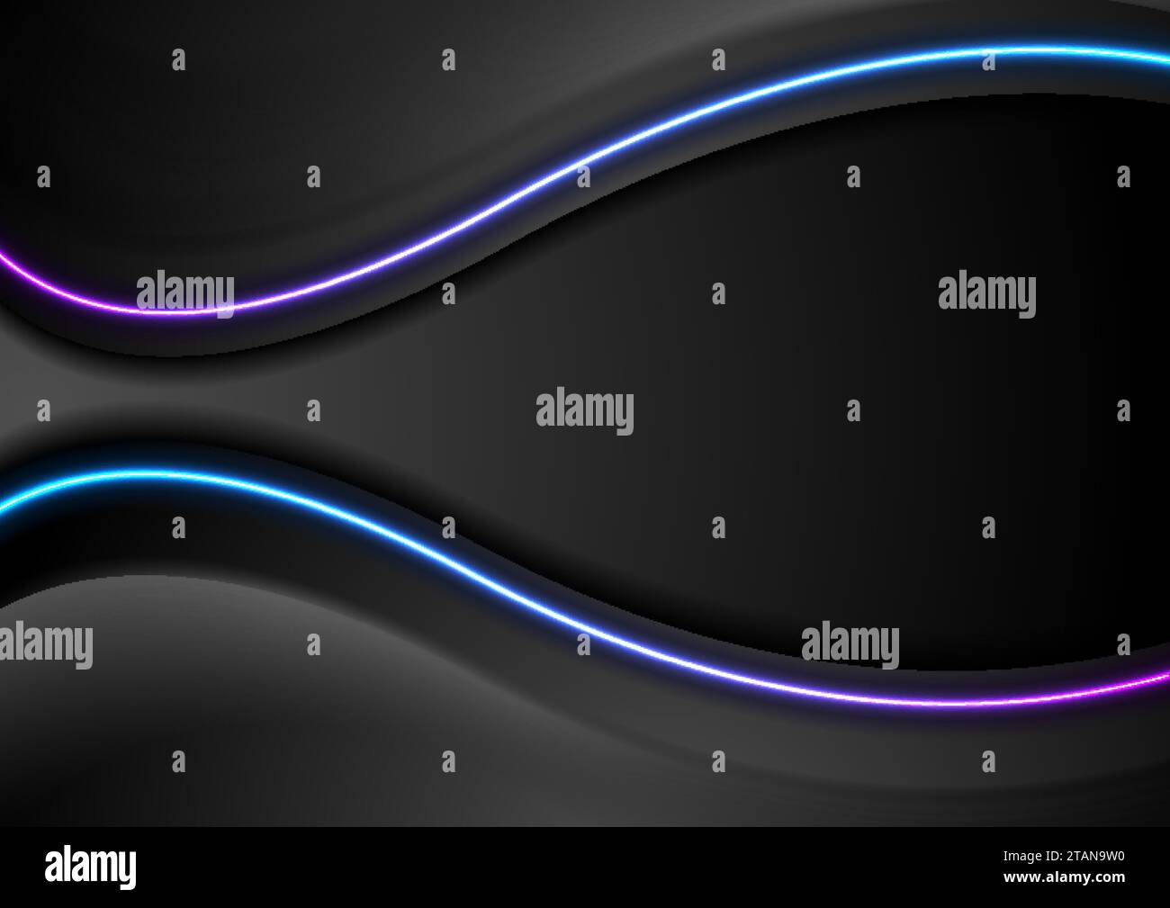 Black smooth waves abstract background with neon curved lines. Vector ...