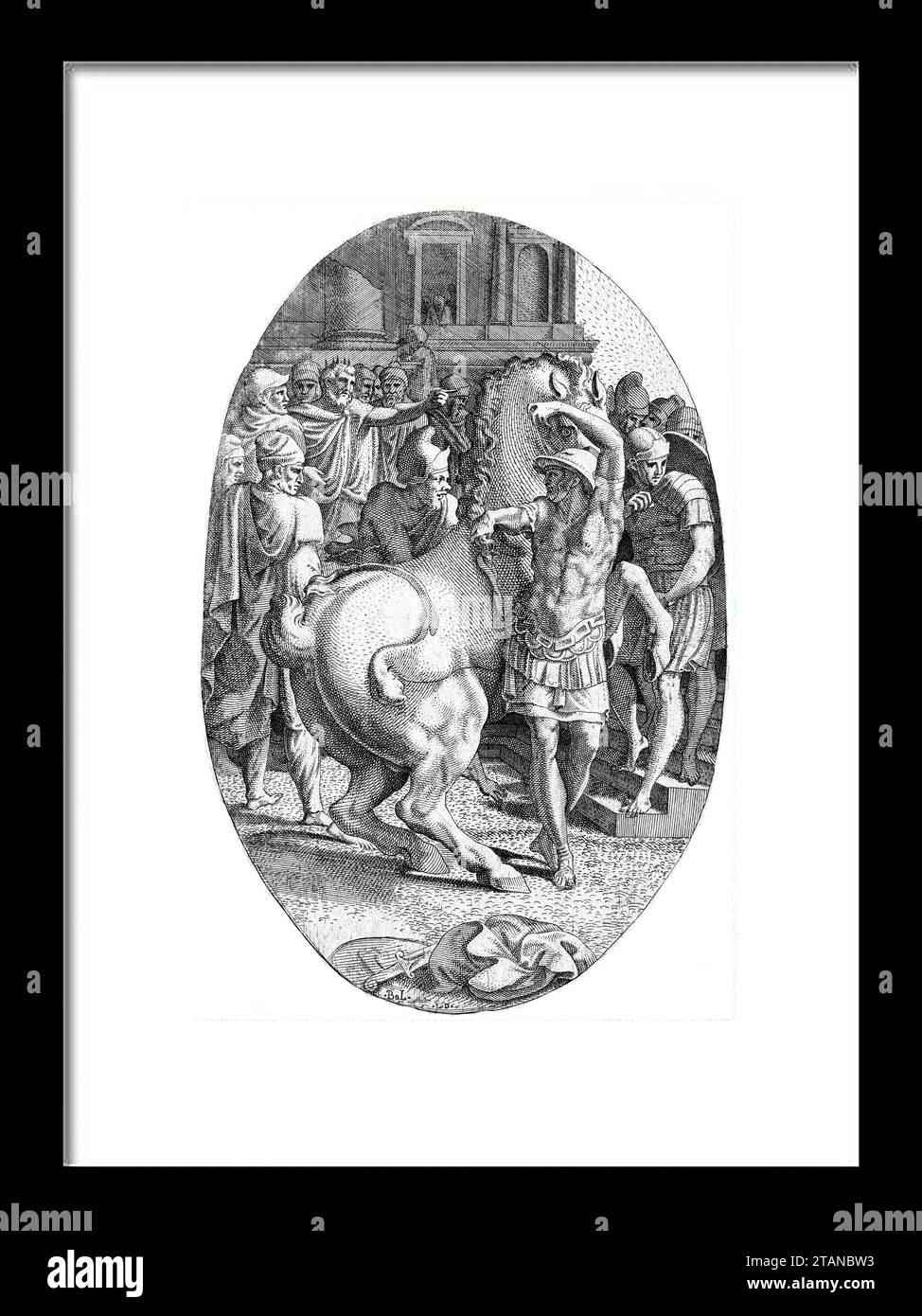Alexander Mastering Bucephalus. Leon Davent (French, active 1540-56). After Francesco Primaticcio (Italian, Bologna 1504/5-1570 Paris) Date: ca. 1540- Stock Photo