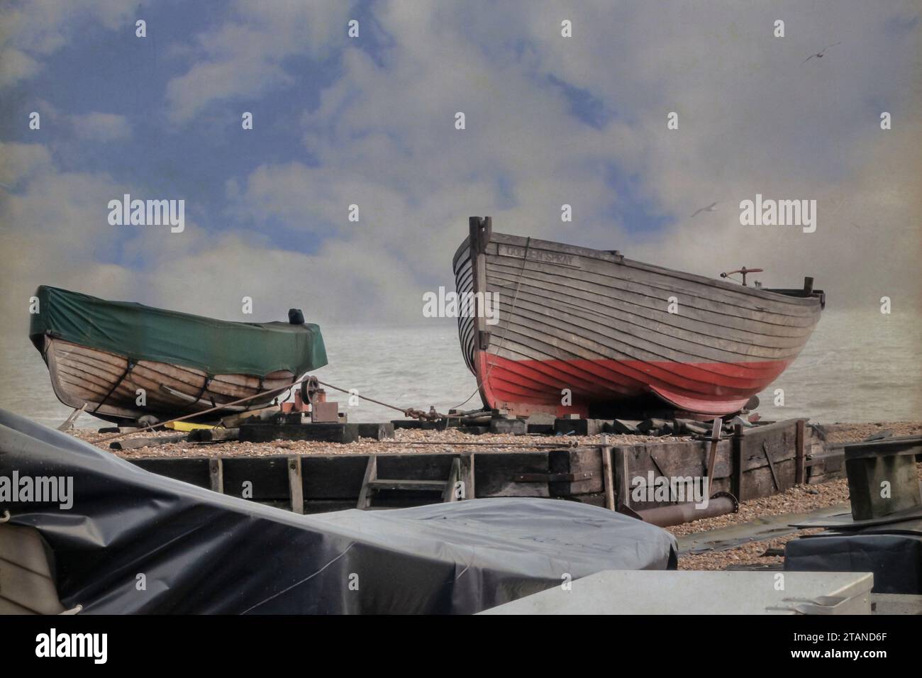 Fishing boats on the beach at Deal Kent UK Stock Photo