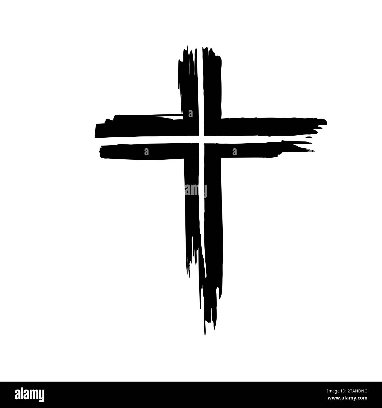Hand drawn christian cross signs. Brush painted black icons. hand ...