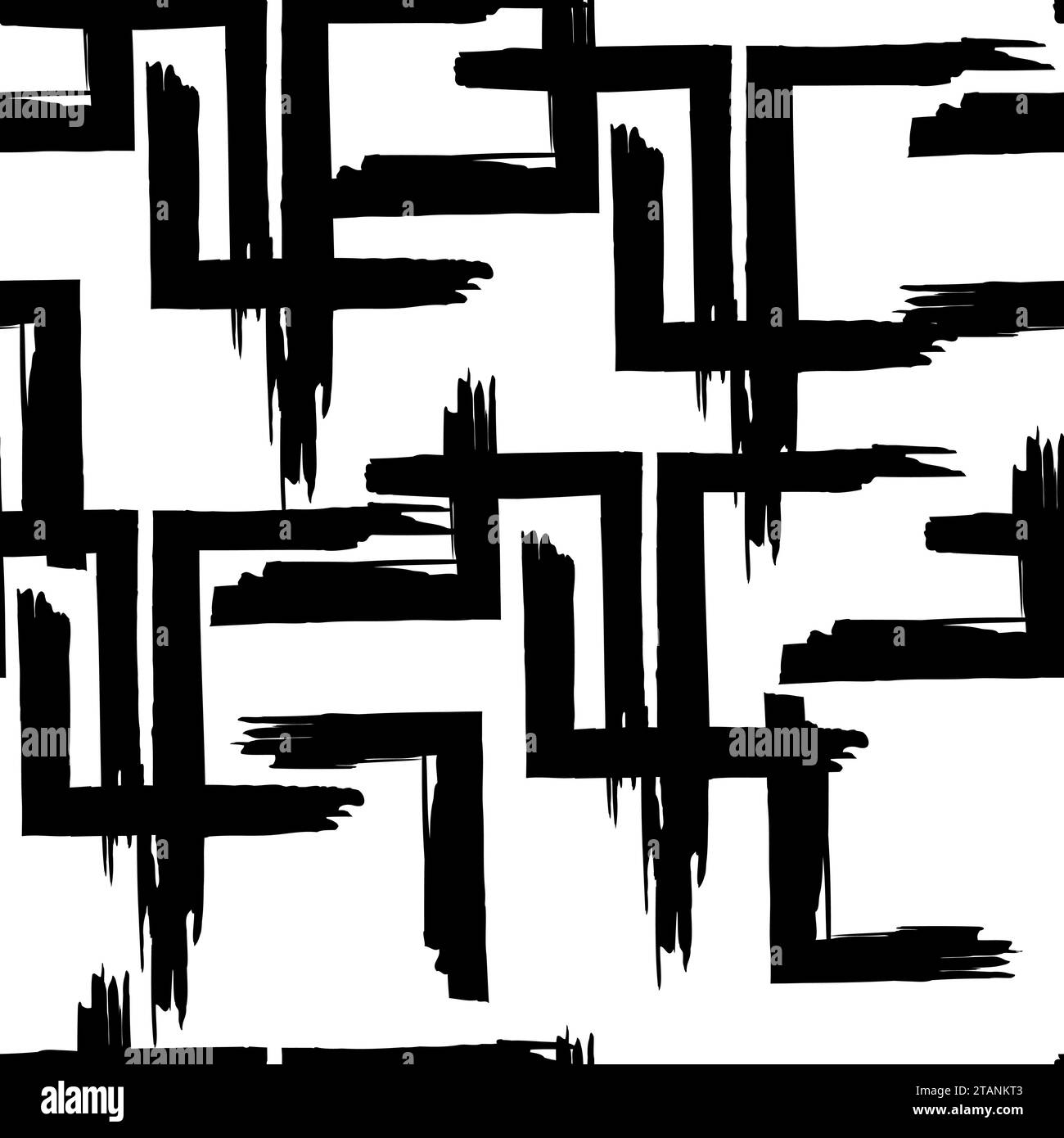Seamless background of black brush lines. hand drawing. Not AI. Vector ...