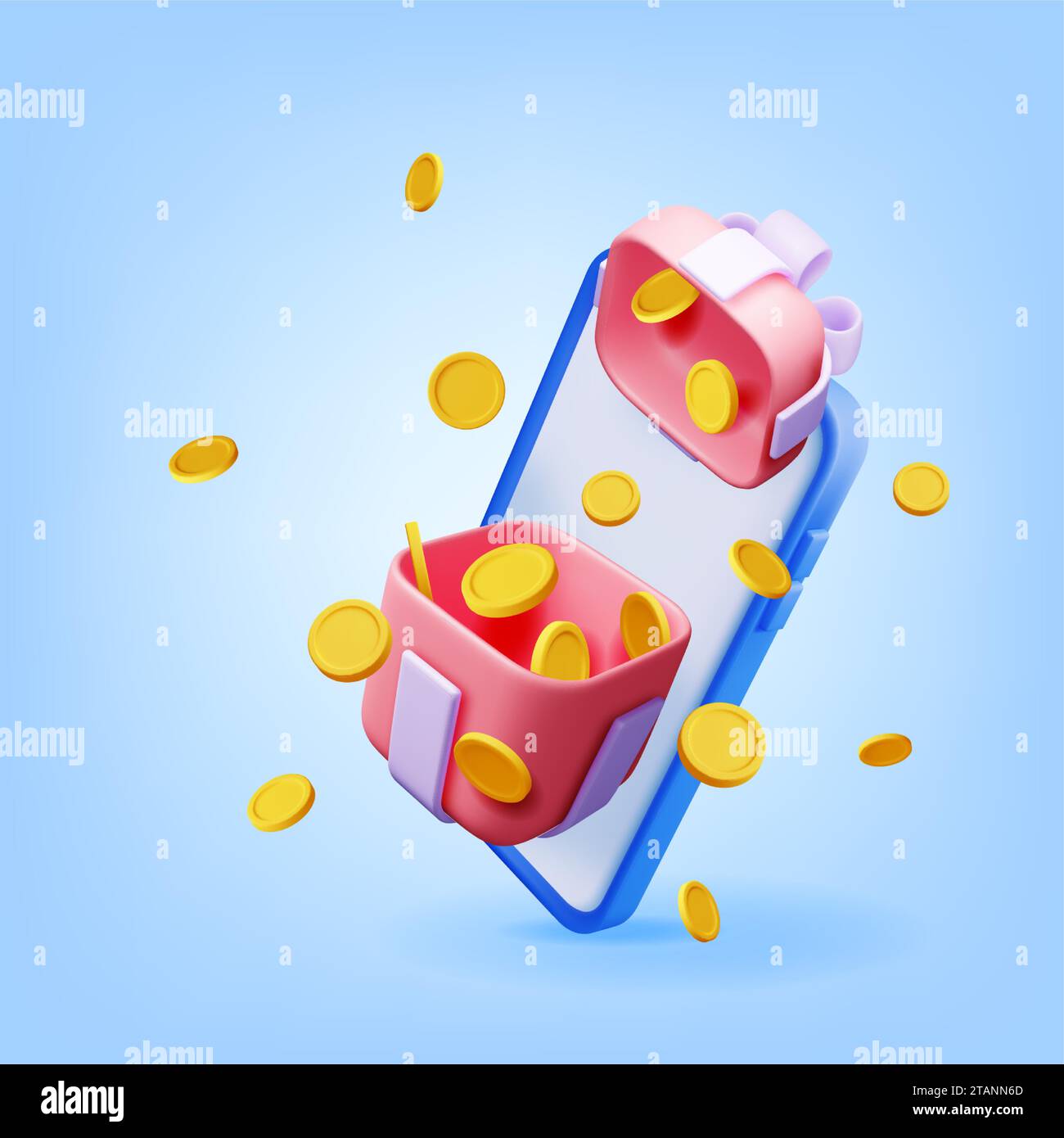 3D Gift Box in Smartphone Isolated Stock Vector