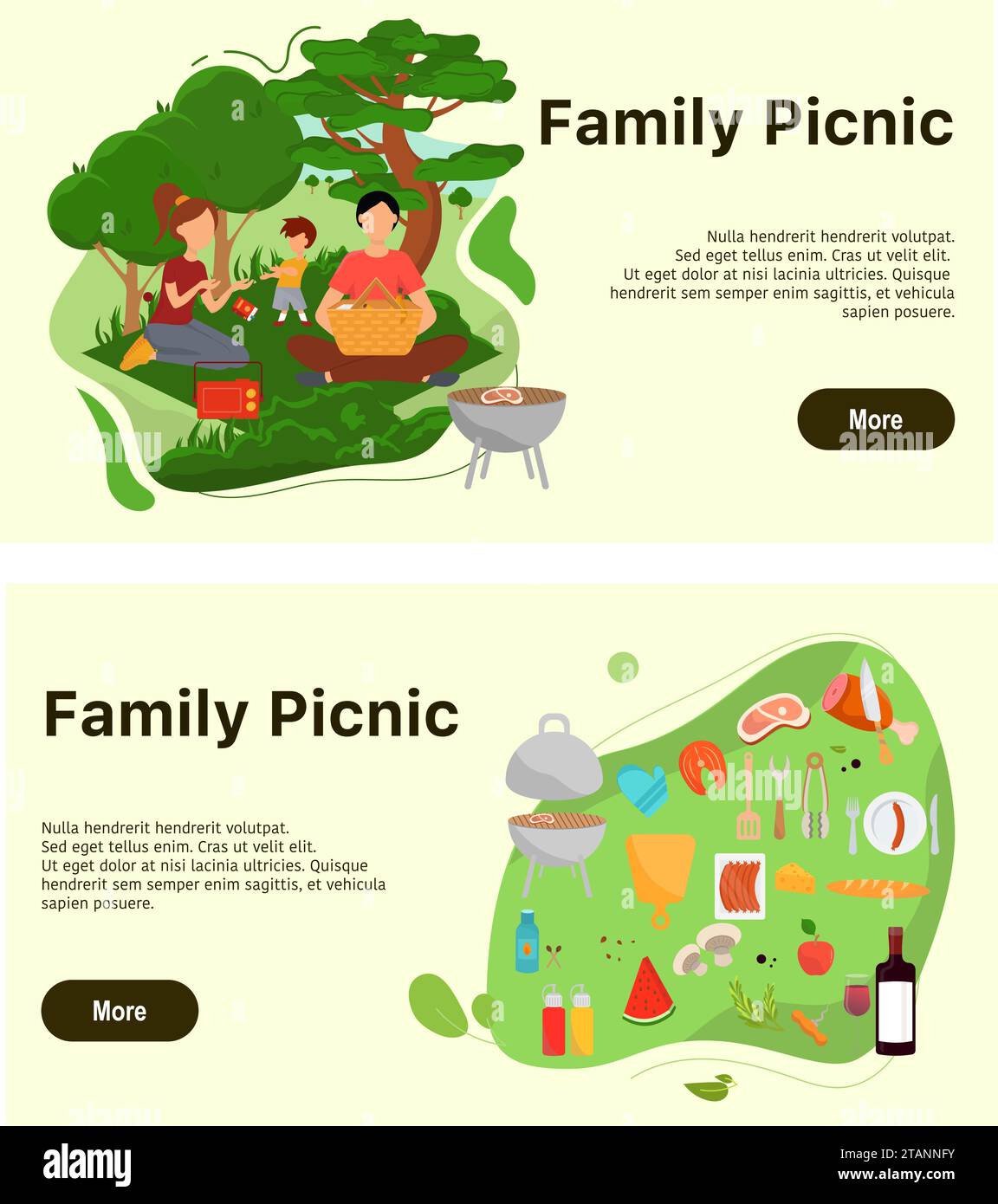 Family picnic vector web banner template set Stock Vector Image & Art