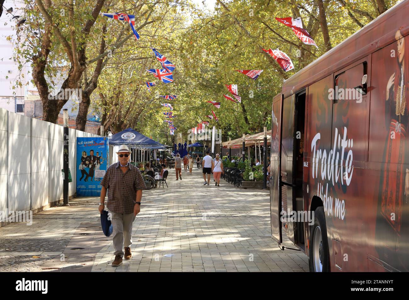 September 09 2023 - Tirana in Albania: Typical buildings and streetlife
