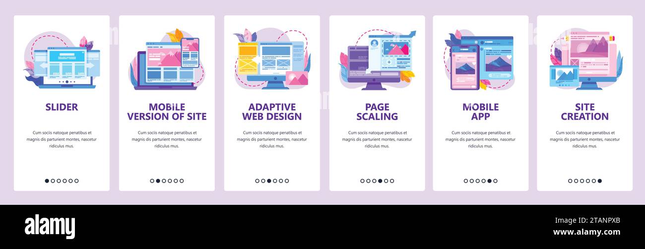Website and mobile app onboarding screens vector template Stock Vector