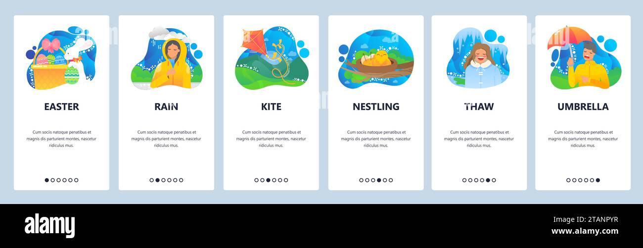 Spring website and mobile app onboarding screens vector template Stock Vector