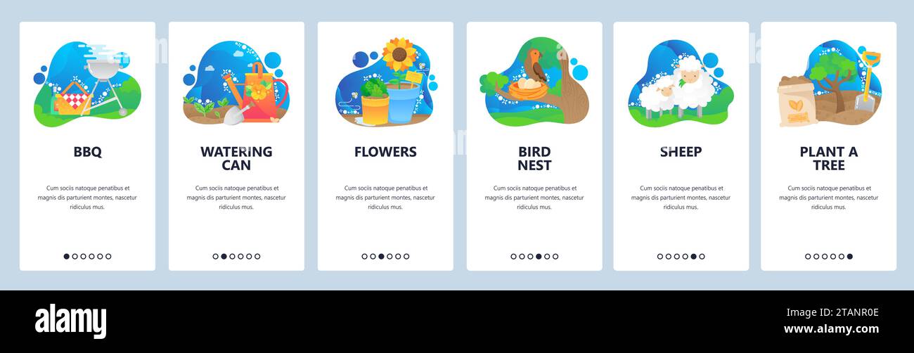 Spring website and mobile app onboarding screens vector template Stock Vector