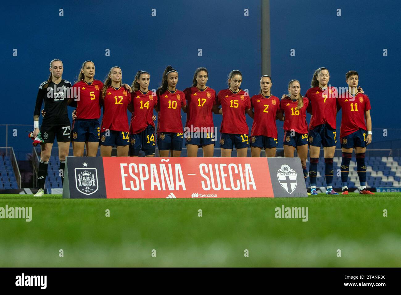 starting eleven Spain players before the match, Spain vs Sweden u23 Women, friendly match Costa