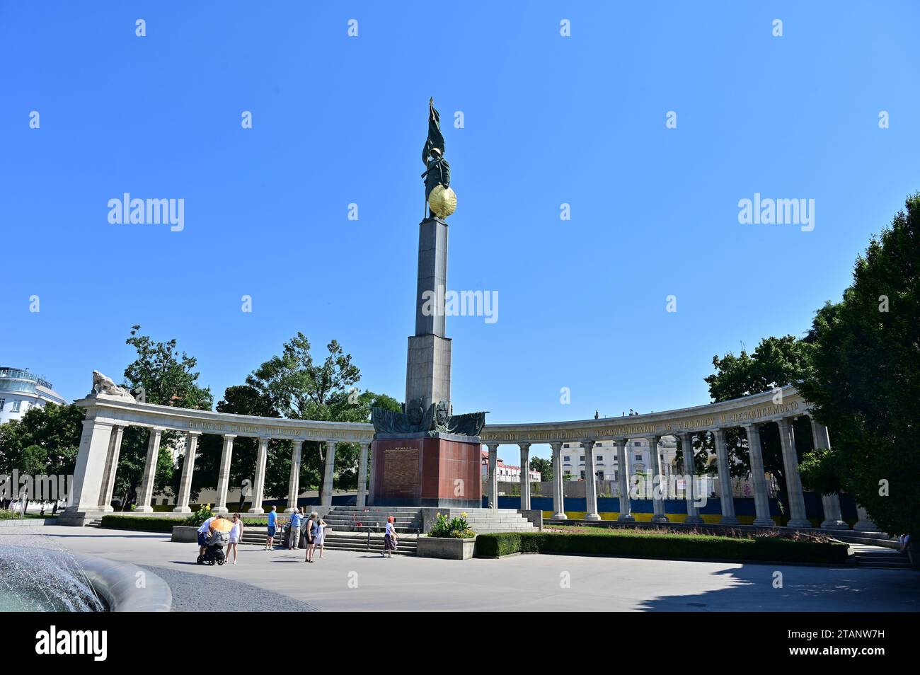 Heroes' Monument of the Red Army, so-called Russian Monument or monument in honor of the soldiers of the Soviet Army, Liberation Monument and Victory Stock Photo