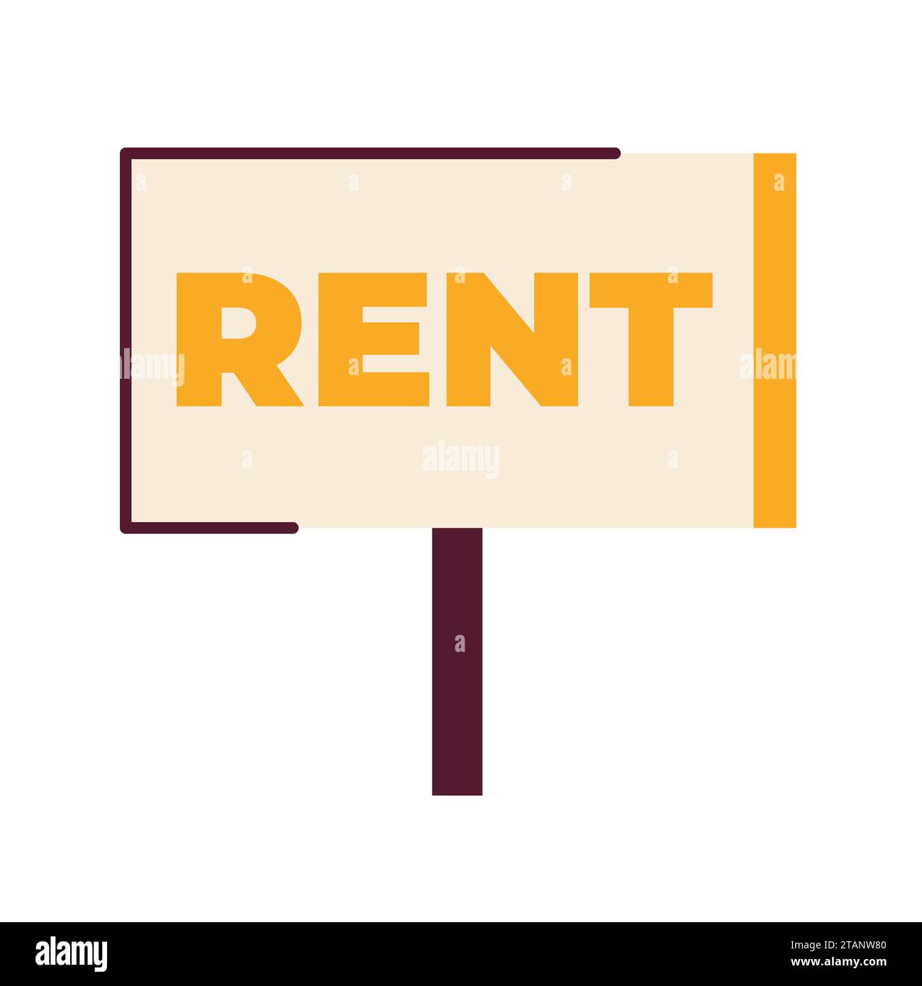 Rent house signboard real estate 2D cartoon object Stock Vector Image