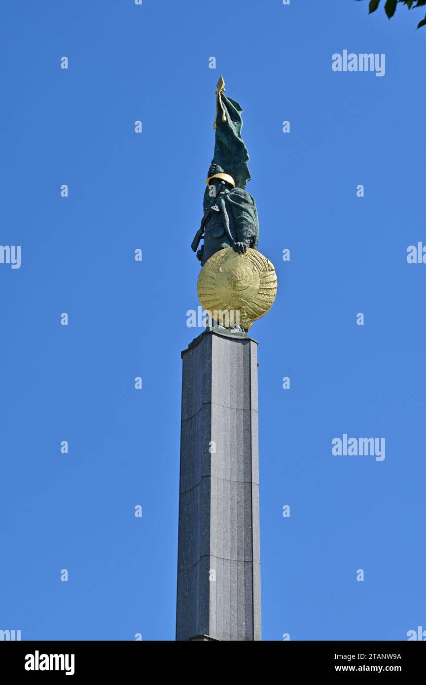 Heroes' Monument of the Red Army, so-called Russian Monument or monument in honor of the soldiers of the Soviet Army, Liberation Monument and Victory Stock Photo