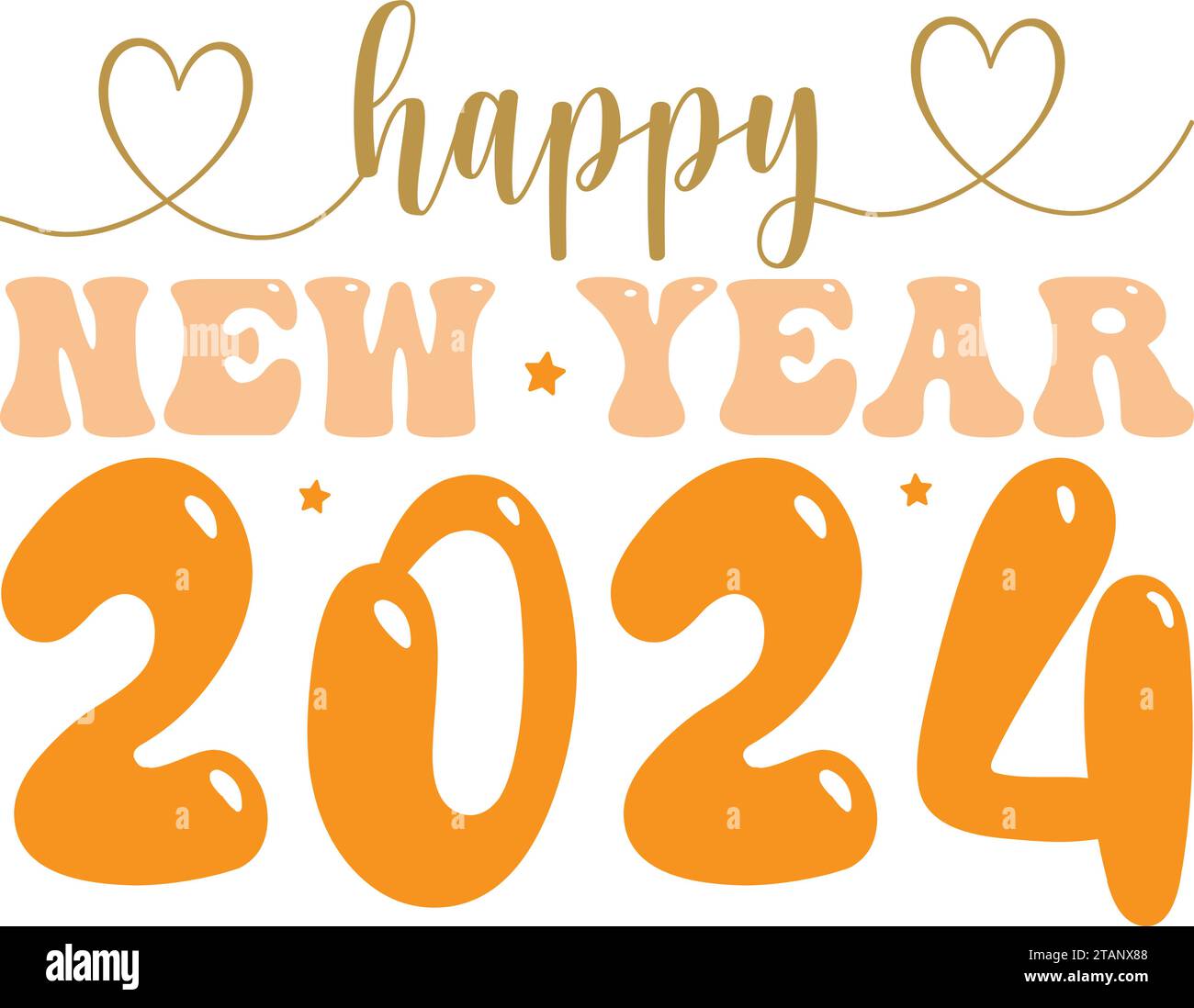 Happy new Year 2024 Retro SVG Design Stock Vector