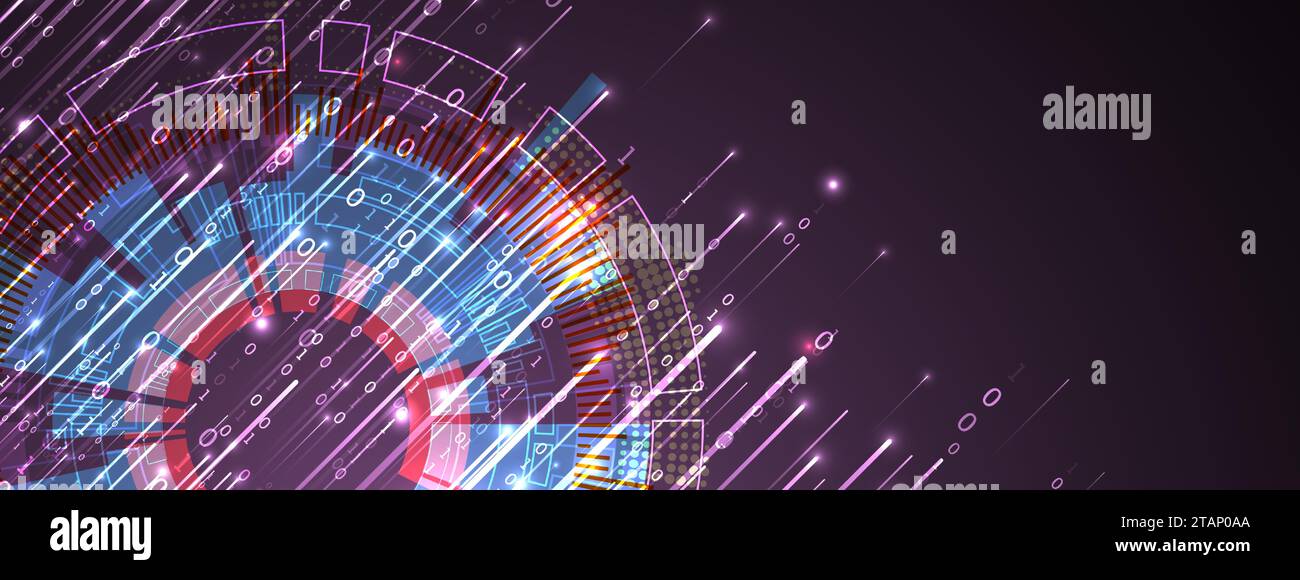 Big Data. Abstract digital futuristic vector illustration on technology background. Data mining and management concept. Hand drawn art. Stock Vector