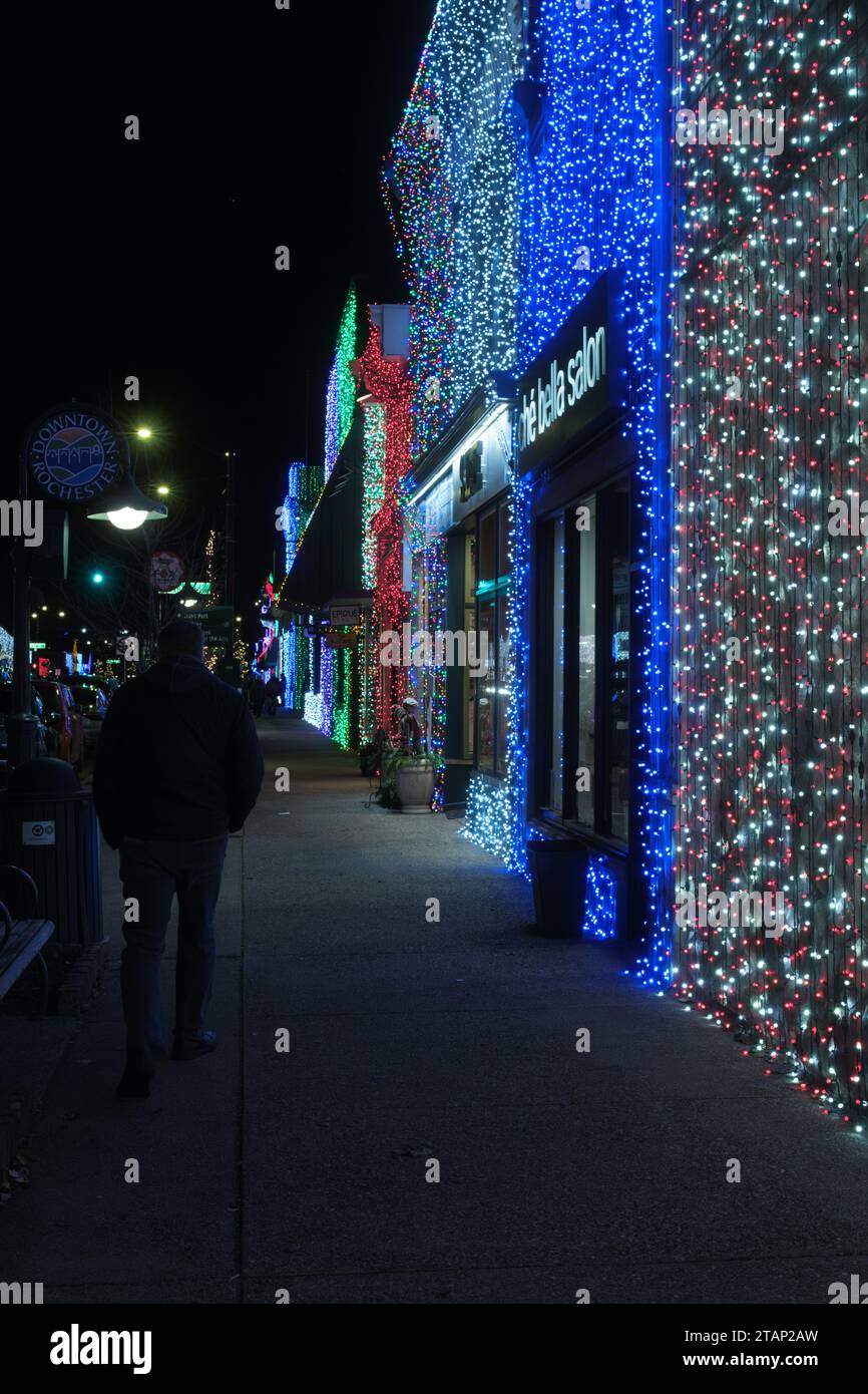 Christmas lights on building at The Big Bright Light Show in Rochester