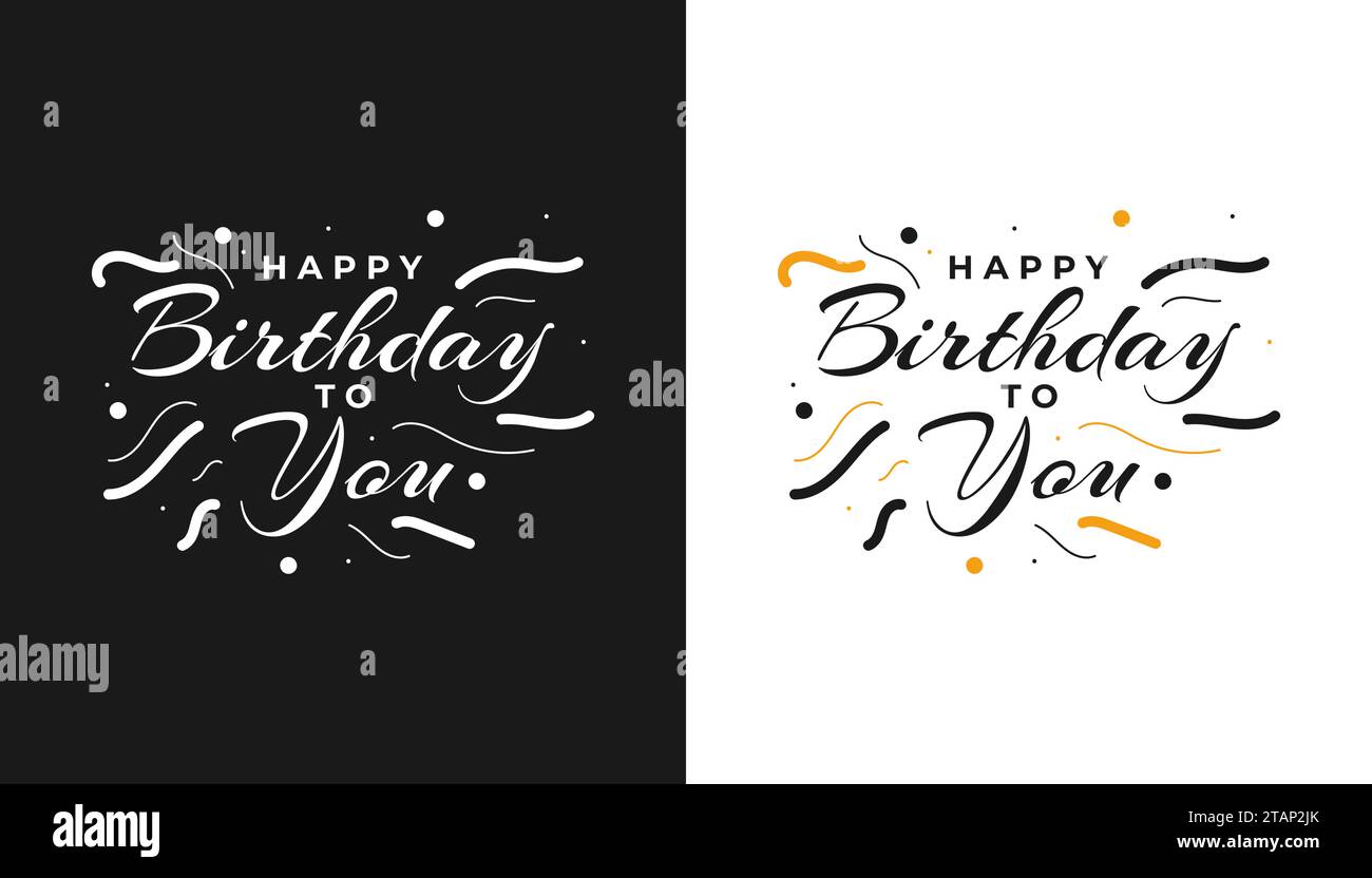 Happy Birthday Card or Banner. Happy Birthday Text Lettering Calligraphy with Ornaments. Beautiful Greeting Poster with Calligraphy Stock Vector