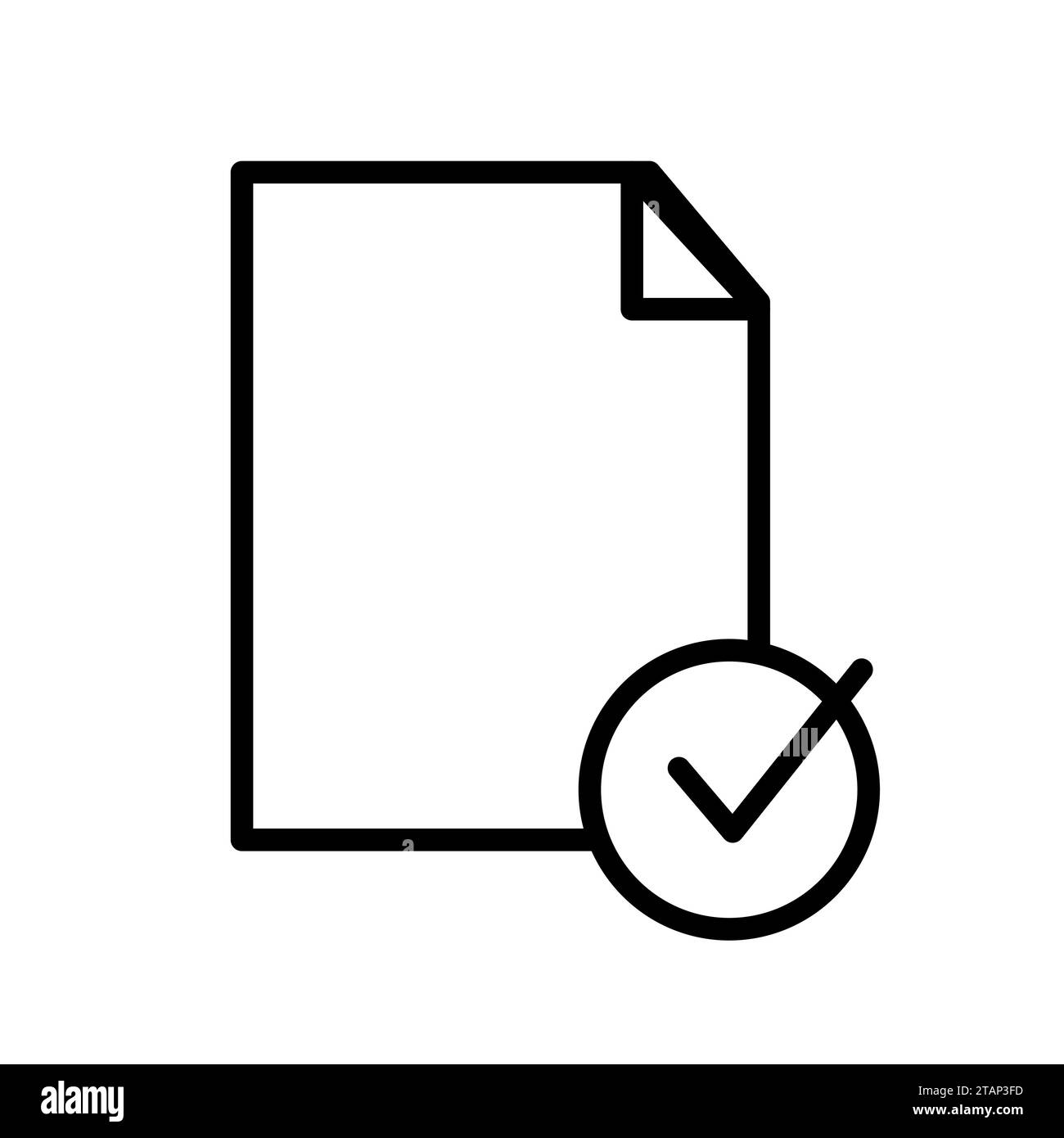Vector line icon flat design page form with a checklist and a checkmark symbol. Computer test report symbolizing internet data. Web folder with a yes Stock Vector