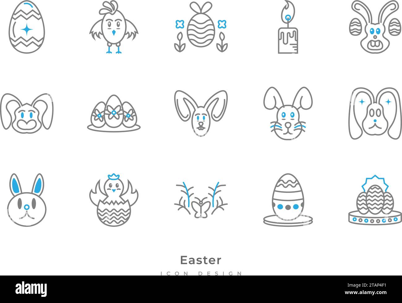 Easter Element Icon Set. Contains Eggs, Chick, Bunny, and More Stock Vector