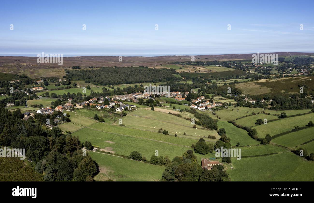 looking north over castleton village in the north york moors yorkshire ...